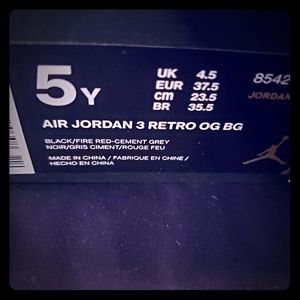 Air Jordan Retro 3 OG BG 5Y